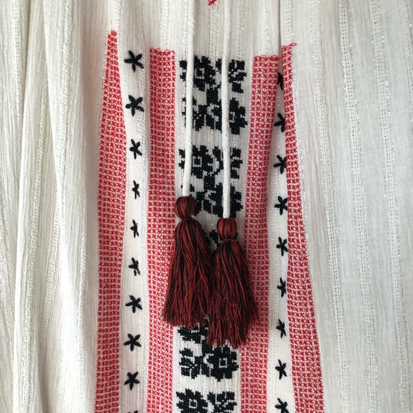 Topshop NWOT Boho Embroidered Dress with Tassels L - Picture 5 of 16